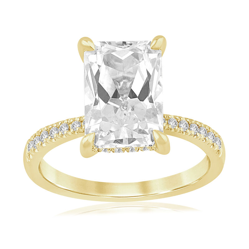 Radiant-Cut Lab Grown 4ct. Diamond With Hidden Halo Engagement Ring in 14k Yellow Gold image number null